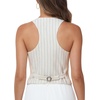 image:imageFoucome Vest Tops for Women Fitted Racerback Linen WaistcoatBeige Pinstripe