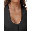image:imageFoucome Vest Tops for Women Fitted Racerback Linen WaistcoatBlack