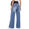 image:imageFoucome Maternity Jeans Wide Leg Raw Hem Denim PantsDark Blue