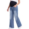 image:imageFoucome Maternity Jeans Wide Leg Raw Hem Denim PantsDark Blue