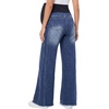 image:imageFoucome Maternity Jeans Wide Leg Raw Hem Denim PantsDeep Blue