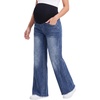 image:imageFoucome Maternity Jeans Wide Leg Raw Hem Denim PantsDeep Blue