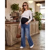 image:imageFoucome Maternity Jeans Wide Leg Raw Hem Denim PantsDeep Blue