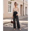image:imageFoucome Maternity Jeans Wide Leg Raw Hem Denim PantsWash Black