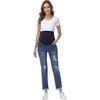 image:imageFoucome Womens Maternity Jeans Straight Leg Boyfriend JeansDark Blue