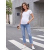 image:imageFoucome Womens Maternity Jeans Straight Leg Boyfriend JeansLight Blue