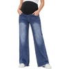 image:imageFoucome Maternity Jeans Wide Leg Raw Hem Denim PantsDeep Blue