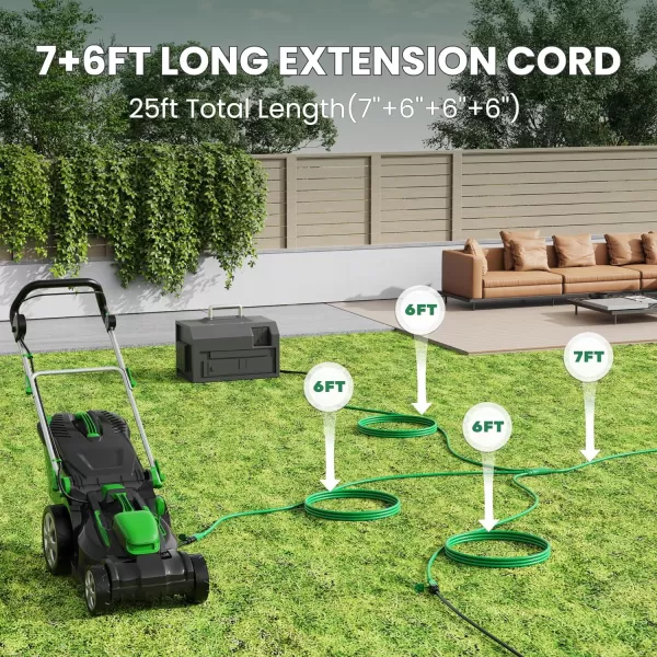 Giraffe Tools 25 Ft Outdoor Extension Cord Multiple Outlets for Christmas, 3 Outlets with Safety Cover, 16AWG/3C SJTW ETL Weatherproof Wire for Outside Lights and Decorations, Green