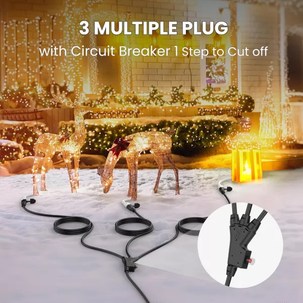 Giraffe Tools 25 Ft Outdoor Extension Cord Multiple Outlets for Christmas, 3 Outlets with Safety Cover, 16AWG/3C SJTW ETL Weatherproof Wire for Outside Lights and Decorations, Green