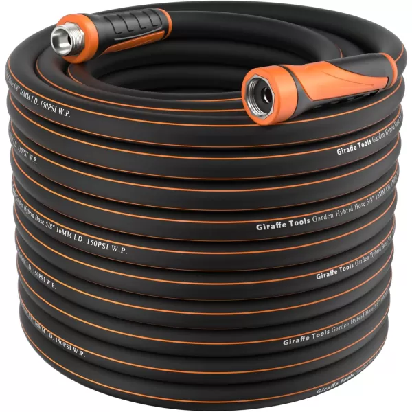 Giraffe Tools Garden Hose 50ft x 5/8", Water Hose Heavy Duty, Flexible, Lightweight Hybrid Hose with Swivel Handle, Male to Female Fittings, Burst 600 PSI