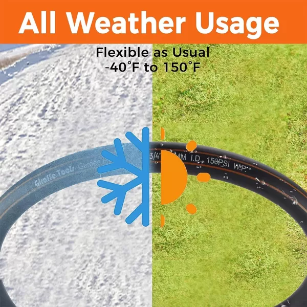 Giraffe Tools Garden Hose 50ft x 5/8", Water Hose Heavy Duty, Flexible, Lightweight Hybrid Hose with Swivel Handle, Male to Female Fittings, Burst 600 PSI