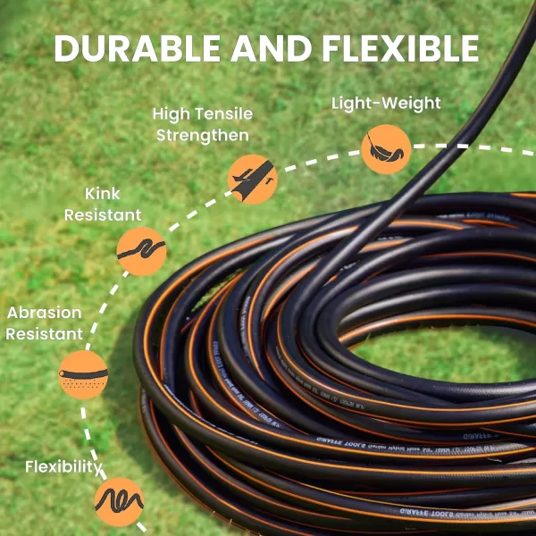 Giraffe Tools Garden Hose 50ft x 5/8", Water Hose Heavy Duty, Flexible, Lightweight Hybrid Hose with Swivel Handle, Male to Female Fittings, Burst 600 PSI