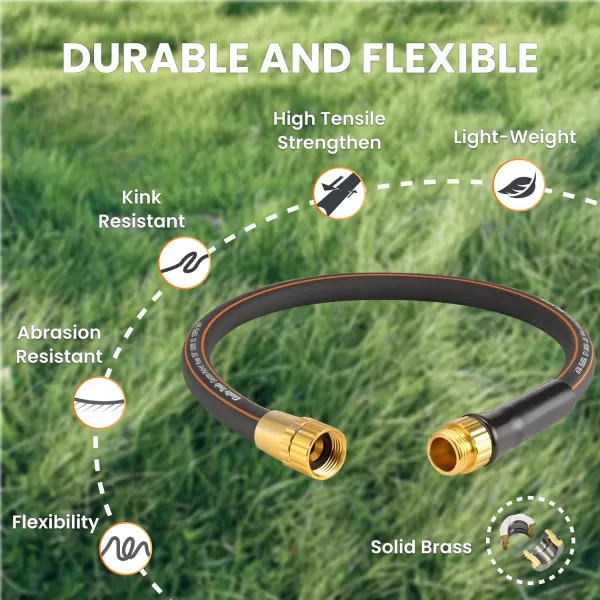 Giraffe Tools Garden Hose 50ft x 5/8", Water Hose Heavy Duty, Flexible, Lightweight Hybrid Hose with Swivel Handle, Male to Female Fittings, Burst 600 PSI