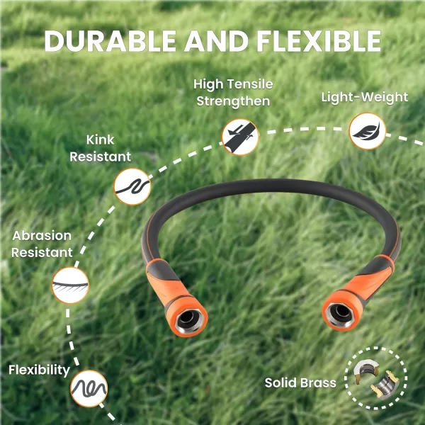 Giraffe Tools Garden Hose 50ft x 5/8", Water Hose Heavy Duty, Flexible, Lightweight Hybrid Hose with Swivel Handle, Male to Female Fittings, Burst 600 PSI