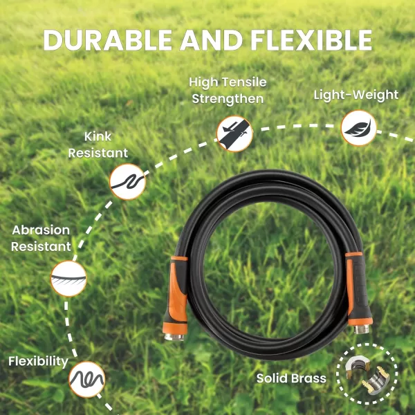 Giraffe Tools Garden Hose 50ft x 5/8", Water Hose Heavy Duty, Flexible, Lightweight Hybrid Hose with Swivel Handle, Male to Female Fittings, Burst 600 PSI