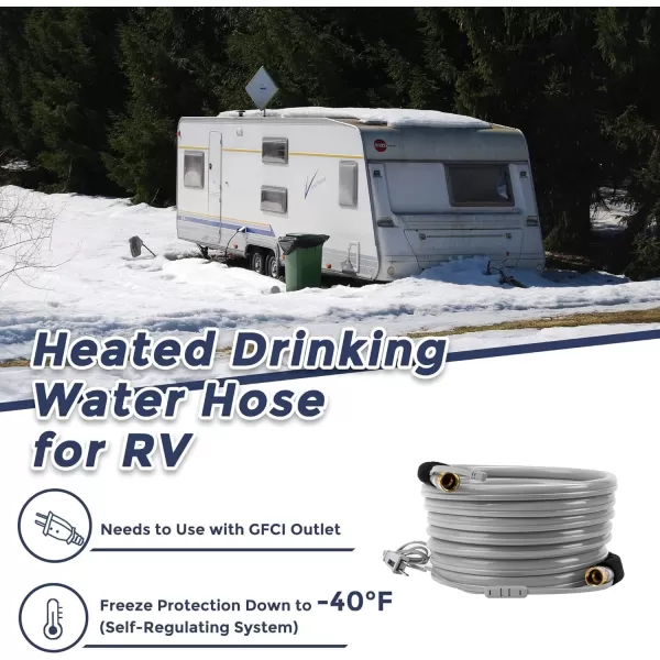 Giraffe Tools Heated RV Water Hose 25ft Withstand Down to -40°F/, 5/8" Heavy Duty Heated Hose for RV&amp;Capmper, Abrasion-Resistant Cover, Lead and BPA Free Heated Hose