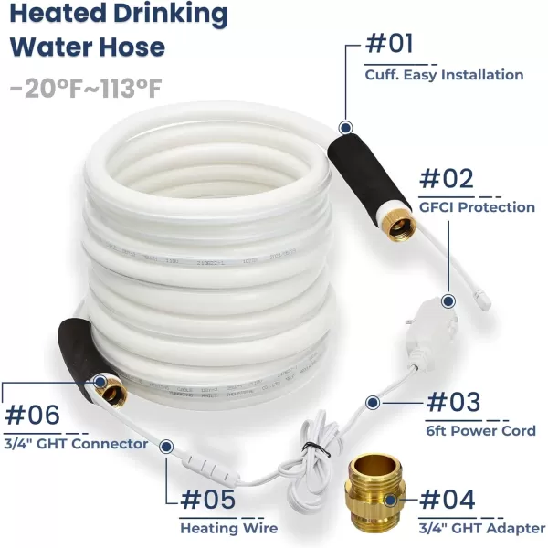 Giraffe Tools Heated RV Water Hose 25ft Withstand Down to -40°F/, 5/8" Heavy Duty Heated Hose for RV&amp;Capmper, Abrasion-Resistant Cover, Lead and BPA Free Heated Hose