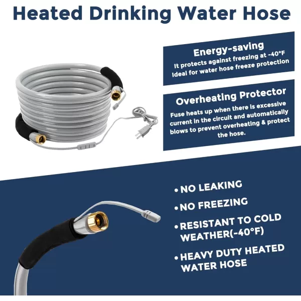 Giraffe Tools Heated RV Water Hose 25ft Withstand Down to -40°F/, 5/8" Heavy Duty Heated Hose for RV&amp;Capmper, Abrasion-Resistant Cover, Lead and BPA Free Heated Hose