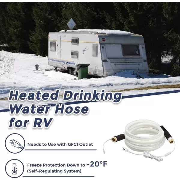 Giraffe Tools Heated RV Water Hose 25ft Withstand Down to -40°F/, 5/8" Heavy Duty Heated Hose for RV&amp;Capmper, Abrasion-Resistant Cover, Lead and BPA Free Heated Hose