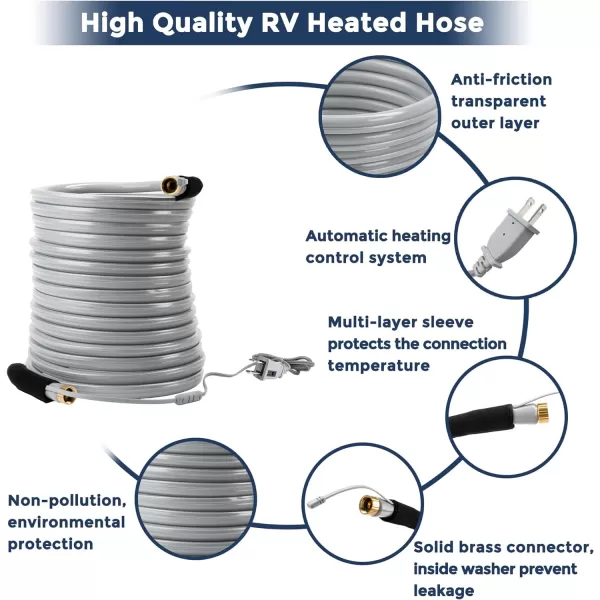 Giraffe Tools Heated RV Water Hose 25ft Withstand Down to -40°F/, 5/8" Heavy Duty Heated Hose for RV&amp;Capmper, Abrasion-Resistant Cover, Lead and BPA Free Heated Hose