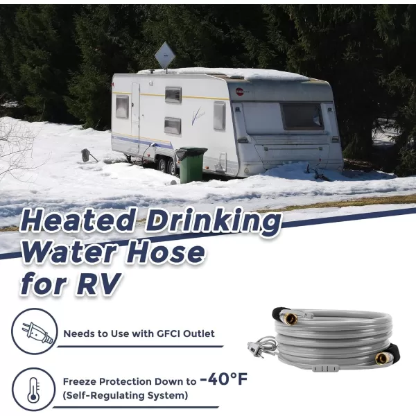 Giraffe Tools Heated RV Water Hose 25ft Withstand Down to -40°F/, 5/8" Heavy Duty Heated Hose for RV&amp;Capmper, Abrasion-Resistant Cover, Lead and BPA Free Heated Hose