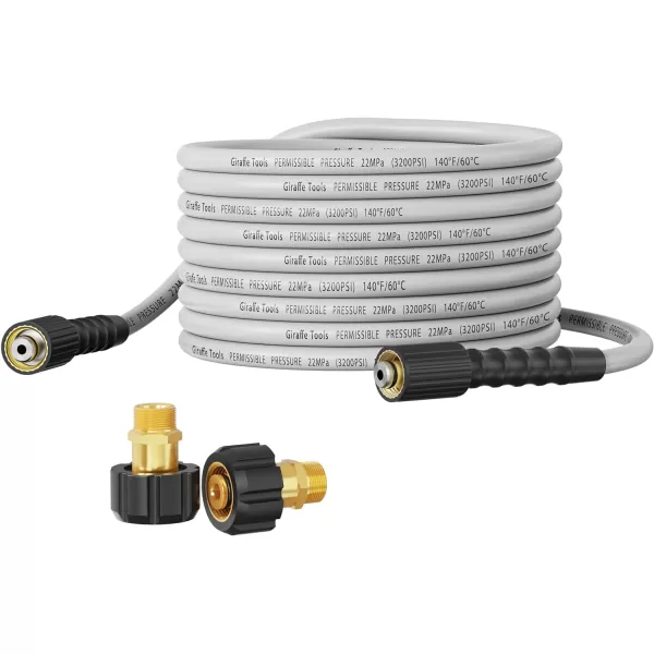 Giraffe Tools Pressure Washer Hose 1/4" 25FT, Max 3200 PSI Power Washer Hose, Heavy Duty, Kink Ressistant, Flexible Power Washing Replacement Hose with M22-14 Fittings, 2 Quick Connectors