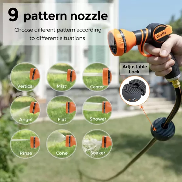 Giraffe Tools Retractable Garden Hose Reel 1/2 Inch x 130 ft, Super Heavy Duty, Any Length Lock, Slow Return System, Wall Mounted and 180 Deg Swivel Bracket