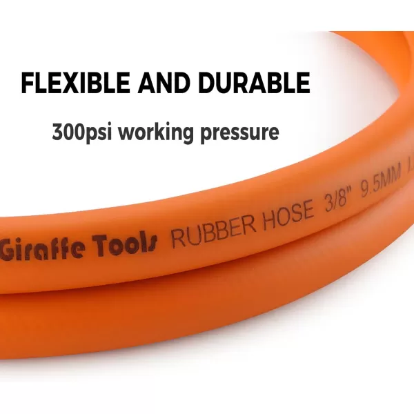 Giraffe Tools Rubber Air Hose, 3/8 inch x 25 ft, 1/4 in. MNPT Fittings, 300 PSI Heavy Duty, Lightweight Air Compressor Hose x 25' )