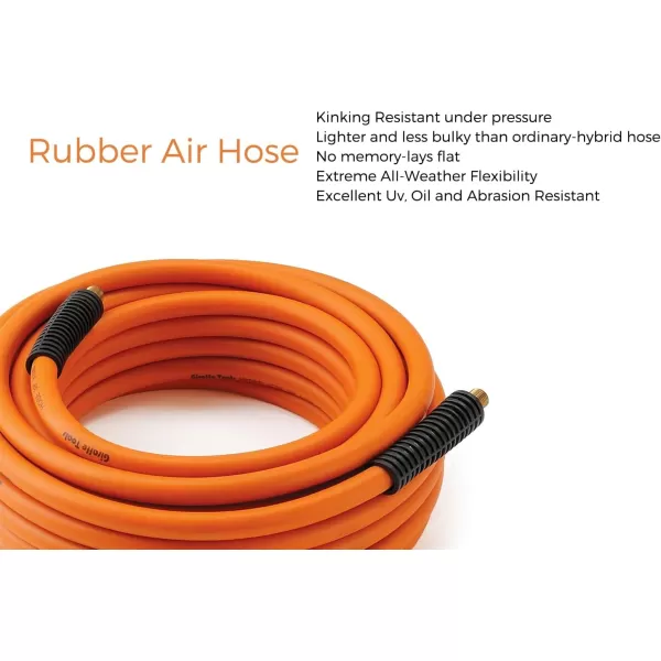 Giraffe Tools Rubber Air Hose, 3/8 inch x 25 ft, 1/4 in. MNPT Fittings, 300 PSI Heavy Duty, Lightweight Air Compressor Hose x 50' )