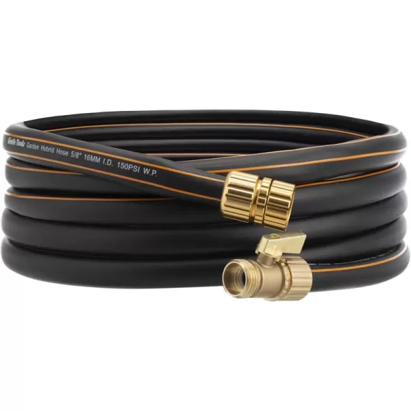 Giraffe Hybrid Garden Hose 5/8" x 50ft, Brass Male and Female Fittings with Shut off Valve, Flexible, Heavy Duty, Leakproof Water Hose