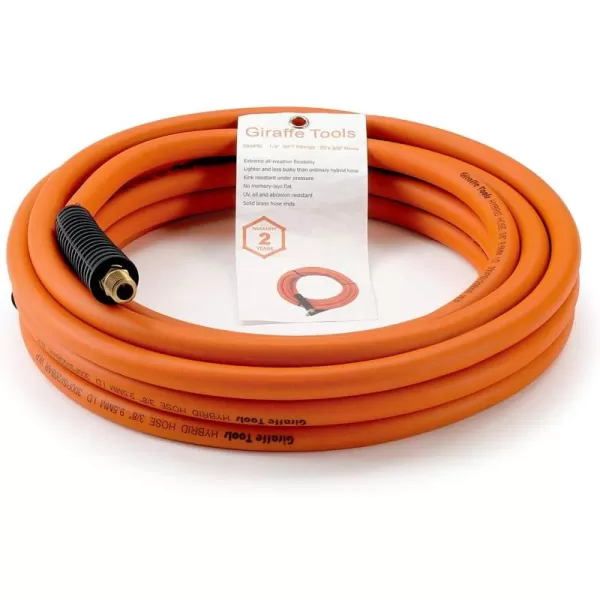 Giraffe Tools Hybrid Air Hose, 3/8 inch x 25 ft, 1/4 in. MNPT Fittings, 300 PSI Heavy Duty, Lightweight Air Compressor Hose x 25' )