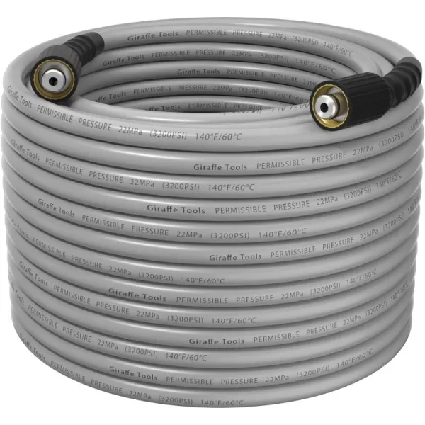 Giraffe Tools Pressure Washer Hose 1/4" 100FT, Kink Ressistant Flexible 3200 PSI Power Washing Replacement Hose with M22-14 Fittings