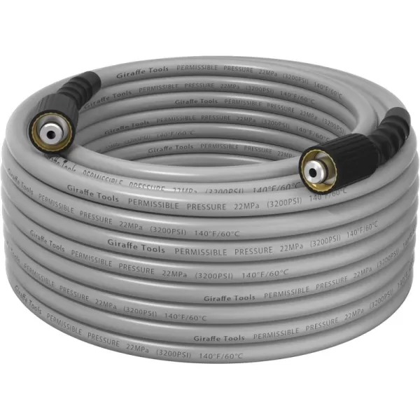 Giraffe Tools Pressure Washer Hose 1/4" 100FT, Kink Ressistant Flexible 3200 PSI Power Washing Replacement Hose with M22-14 Fittings