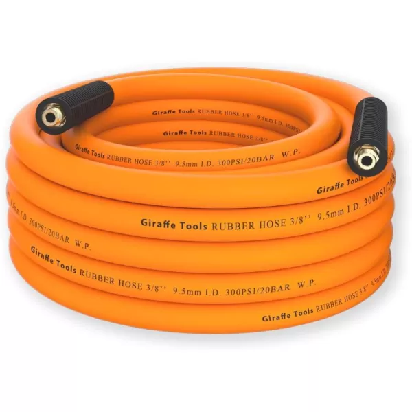 Giraffe Tools Rubber Air Hose, 3/8 inch x 25 ft, 1/4 in. MNPT Fittings, 300 PSI Heavy Duty, Lightweight Air Compressor Hose x 25' )