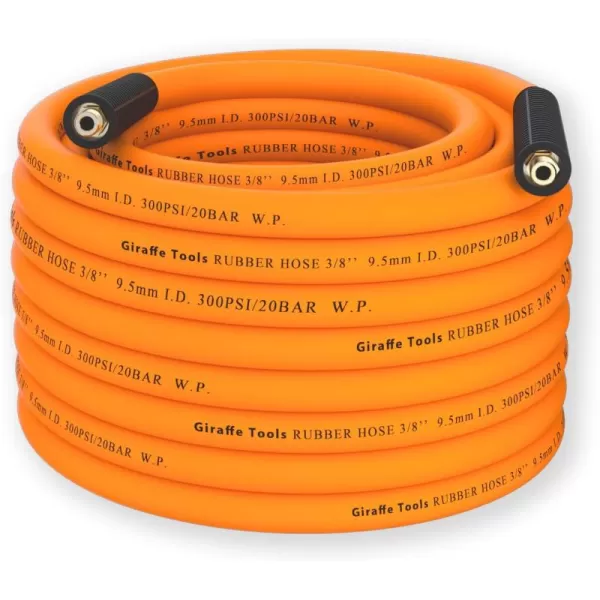 Giraffe Tools Rubber Air Hose, 3/8 inch x 25 ft, 1/4 in. MNPT Fittings, 300 PSI Heavy Duty, Lightweight Air Compressor Hose x 50' )