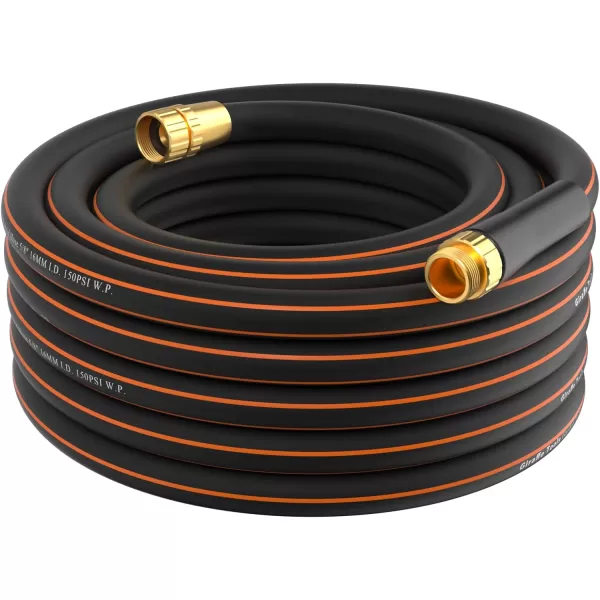 Giraffe Tools Garden Hose 25 ft, Heavy Duty Black Garden Hose 5/8 in., Rubber Water Hose, No-Kink, Leakroof Gardening Hose with Male to Female Fittings, Black and Orange