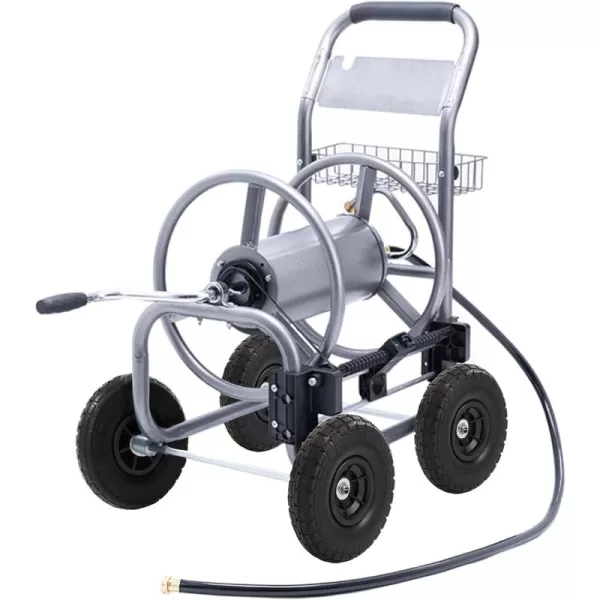 Giraffe Tools Hose Reel Cart, Hose Cart with Wheels Heavy Duty, Industrial Hose Reels for Outside, 250-Feet of 5/8" Hose Capacity, Hose Guide Pre-Installed