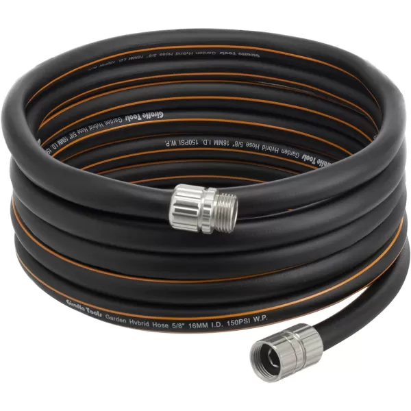 Giraffe Tools Hybrid Garden Hose 100ft, 5/8" Water Hose with Shut off Valve, Heavy Duty, Flexible, Leakproof Black Garden Hose with Male and Female Fittings in Outside Garden, Yard