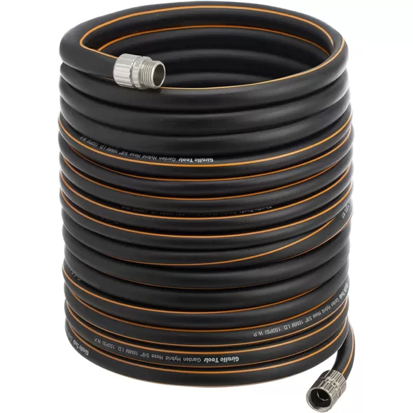 Giraffe Tools Hybrid Garden Hose 100ft, 5/8" Water Hose with Shut off Valve, Heavy Duty, Flexible, Leakproof Black Garden Hose with Male and Female Fittings in Outside Garden, Yard