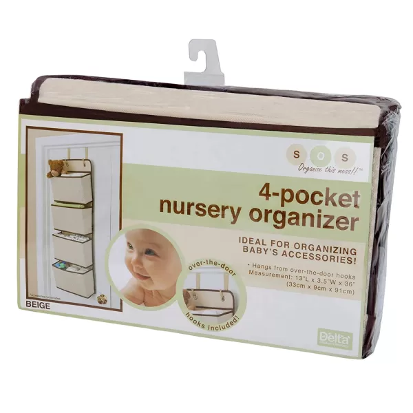 Delta Children 4 Pocket Over The Door Hanging Organizer, Easy Storage/Organization Solution - Versatile and Accessible in Any Room in the House, Navy