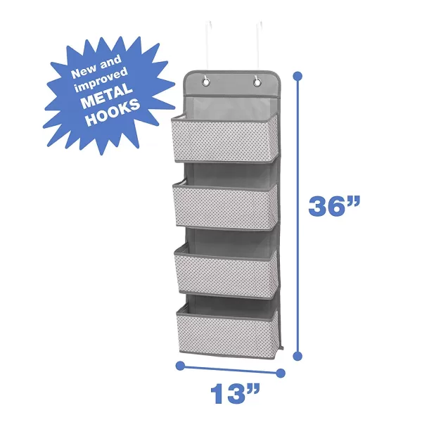 Delta Children 4 Pocket Over The Door Hanging Organizer, Easy Storage/Organization Solution - Versatile and Accessible in Any Room in the House, Navy