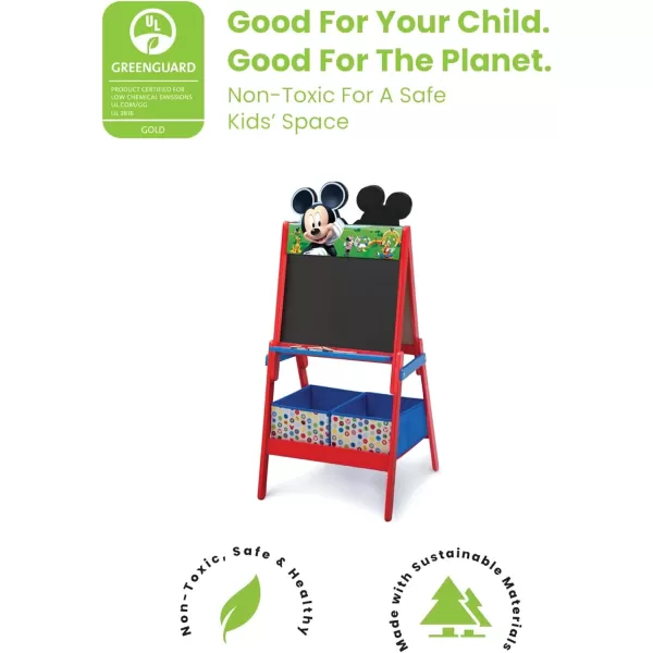 Delta Children Wooden Double-Sided Easel with Storage - Greenguard Gold Certified, Disney Mickey Mouse