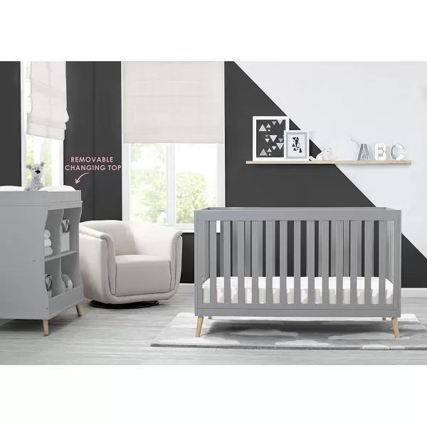Essex 4-in-1 Convertible Baby Crib, Bianca White with Natural Legs