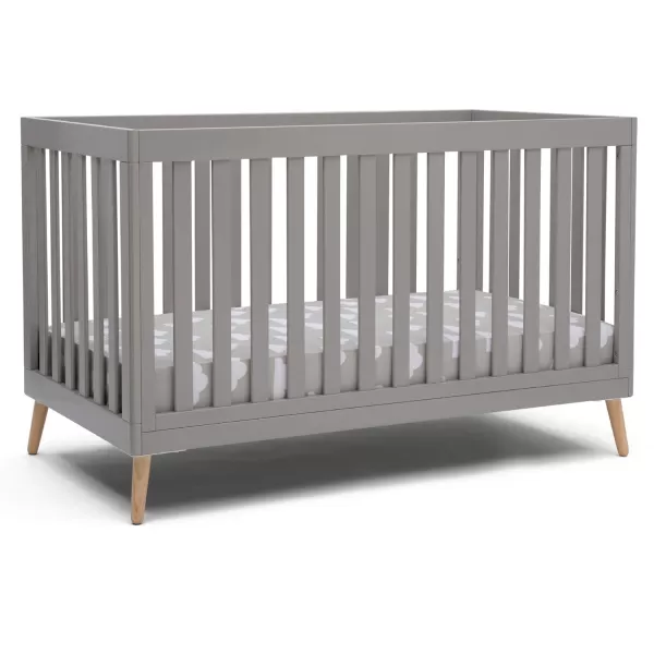 Essex 4-in-1 Convertible Baby Crib, Bianca White with Natural Legs