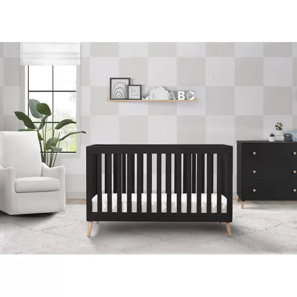 Essex 4-in-1 Convertible Baby Crib, Bianca White with Natural Legs
