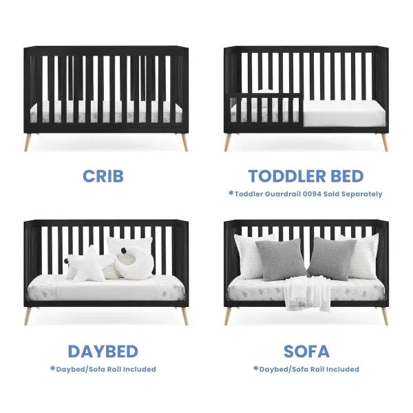 Essex 4-in-1 Convertible Baby Crib, Bianca White with Natural Legs