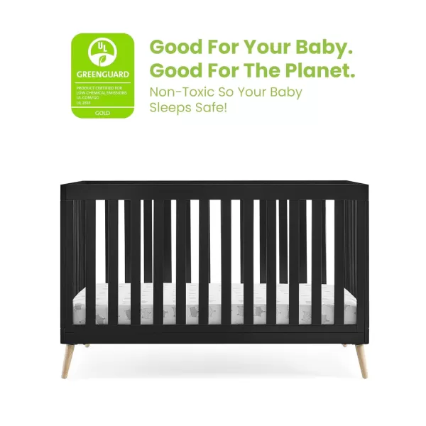 Essex 4-in-1 Convertible Baby Crib, Bianca White with Natural Legs
