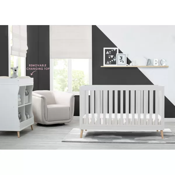 Essex 4-in-1 Convertible Baby Crib, Bianca White with Natural Legs