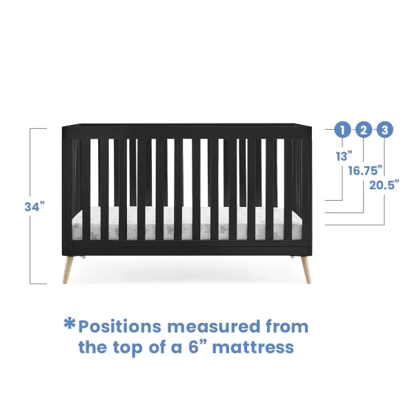 Essex 4-in-1 Convertible Baby Crib, Bianca White with Natural Legs
