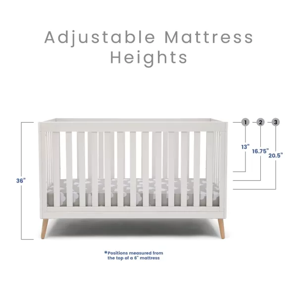 Essex 4-in-1 Convertible Baby Crib, Bianca White with Natural Legs